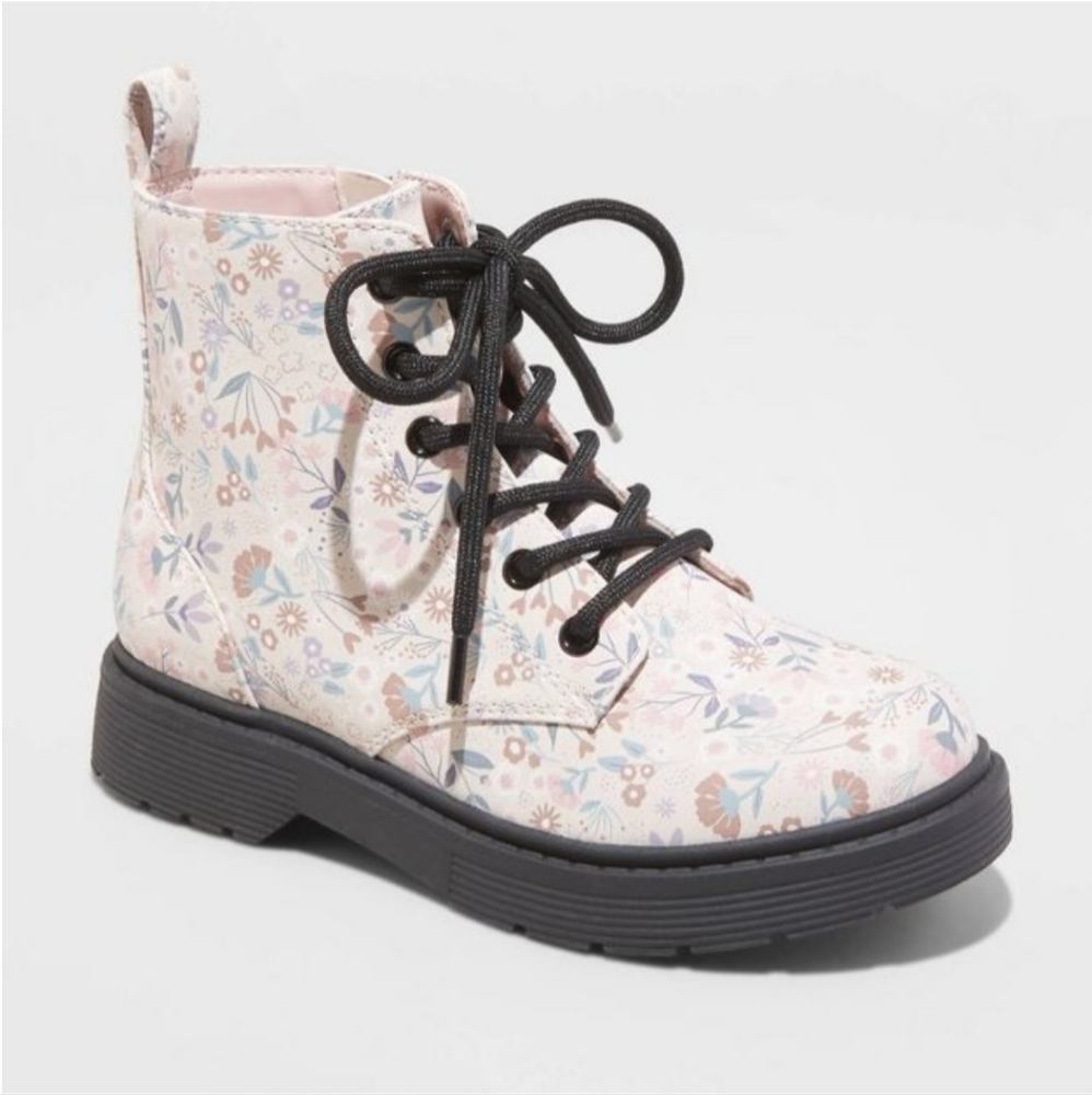 Art Class Girls Zoe Zipper Lace-Up Combat Boots Lightweight